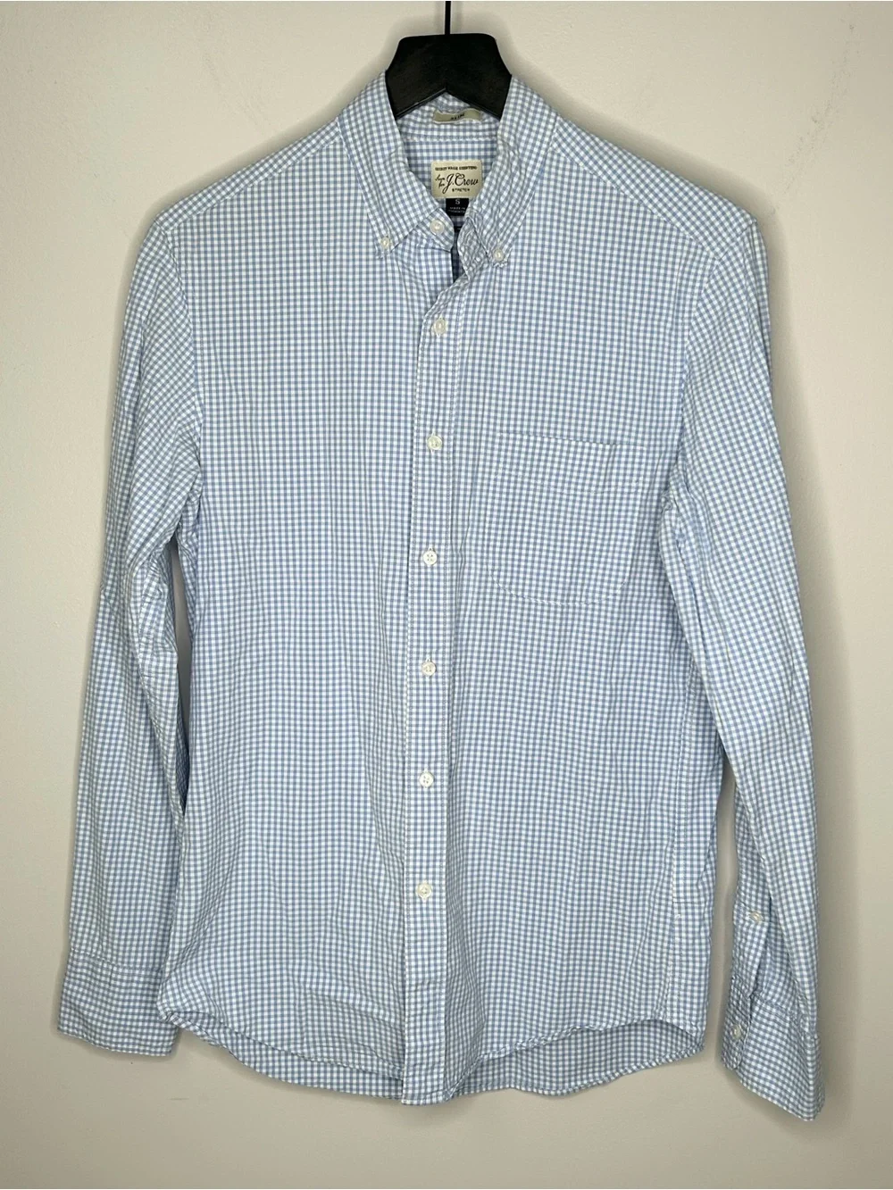 J. Crew Slim Fit Men’s Size S Checked Button Down Shirts Light Blue and Navy